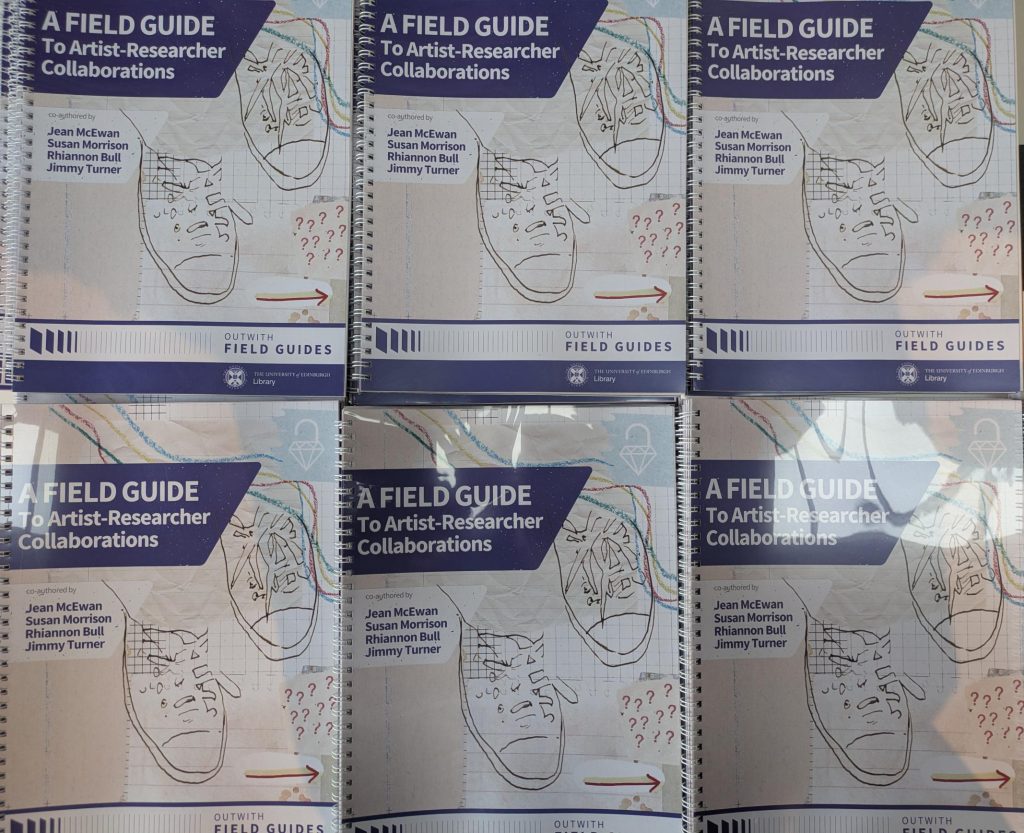 Image from above of several piles of the field guide